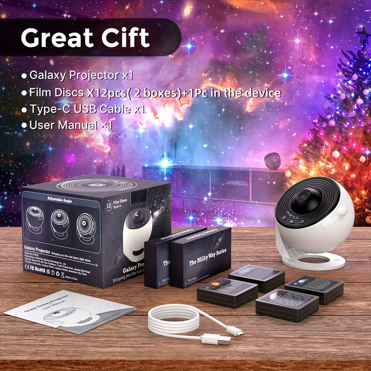 Galaxy Projector with 13 Film Discs – Bring the Universe to Your Room